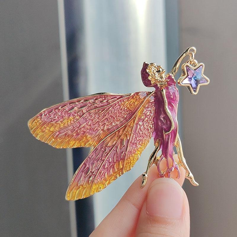 

Креативная глазурованная брошь Феникс из пресноводного жемчуга ручной работы в виде масляной ниши, булавка в виде ангела, винтажная брошь, булавка, аксессуары