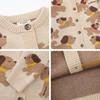 American Vintage Cartoon Dog Fluffy Knit Cardigan Loose Fit Casual Sweater Couples
