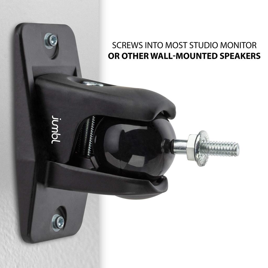 Jumbl ProGrip Wall-Mount Speaker Brackets, Supports Up To 4.5kg (Set of 2), Black