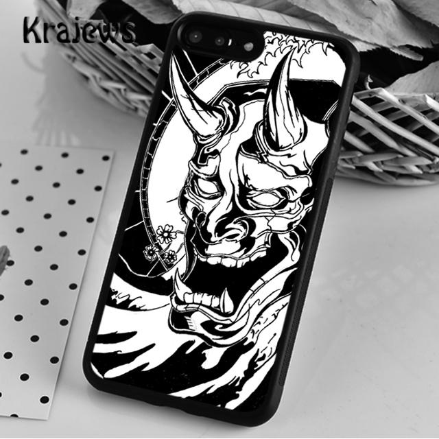 Krajews Japanese Oni Hannya Demon Mask Phone Case Cover For iPhone 17 Air 16 15 14 Plus 11 12 13 Pro Max Fundas