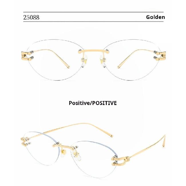 YIMARUILI Fashion Trendy Women's Cat Eyes Rimless Glasses Luxury Pure Titanium Ultra Light 9g Exquisite Eyeglasses Frame 25088WK