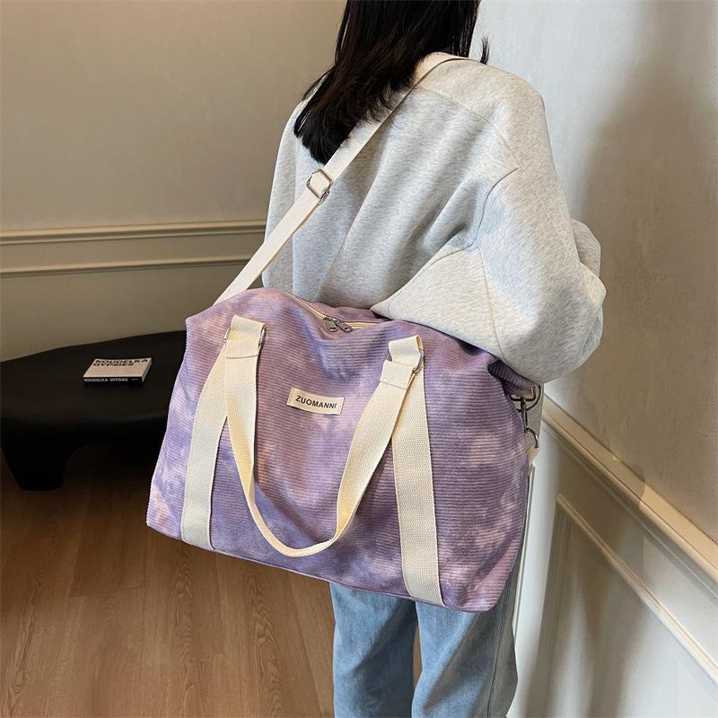 Women's Dry and Wet Separation and Dyeing Style Fitness Bag Simple and Fashionable Design Style Tote Travel Bag Can Be Used for Pulling Rod