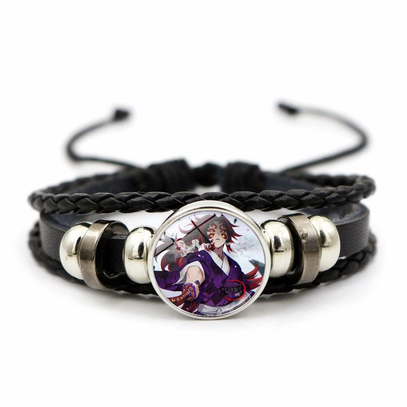 Anime Peripherie Demon Slayer Geflochtenes Armband Kamado Nezuko Zeitjuwel Glas Handgefertigt Ledergeflecht Paar-Armbänder