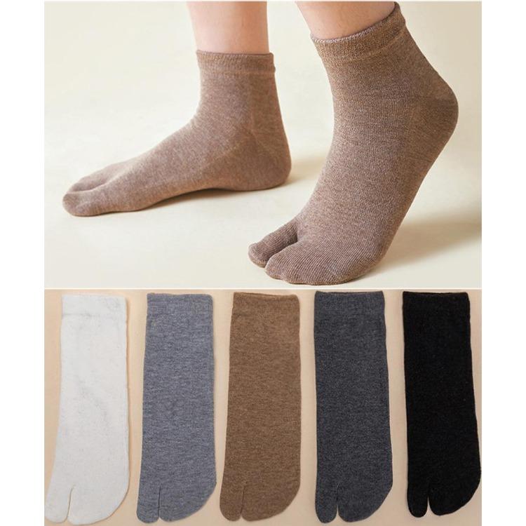Cotton Tabi Socks Two Toe Flip Flops Socks Mens Womens Indoor Clogs Socks for Hallux Valgus Orthopedic Japanese Two-toed Socks
