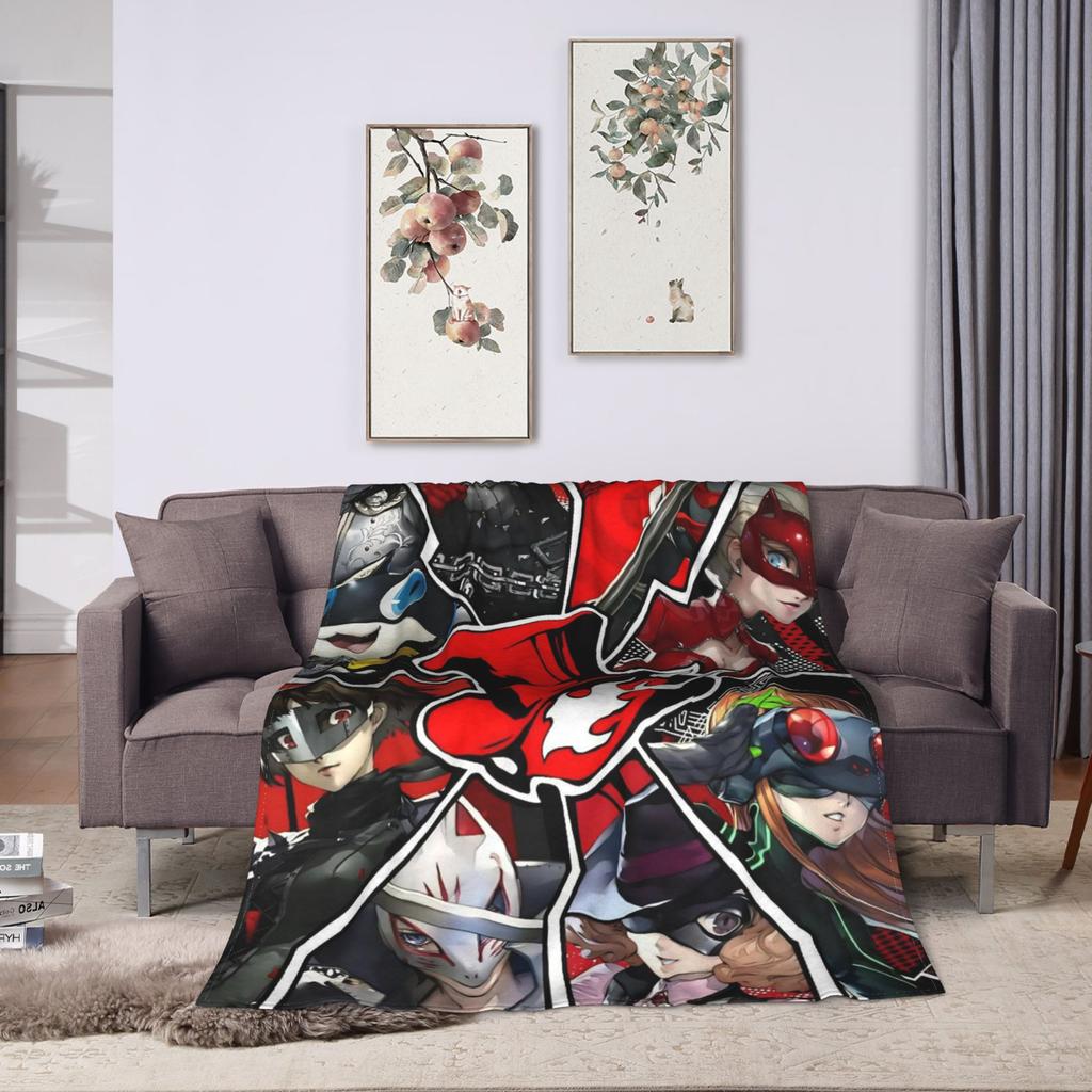 Anime P-Persona 5 Blanket  Soft Street Trend Plush Throw Blanket For Outdoor Travel Flannel Bedspread Bed Cover