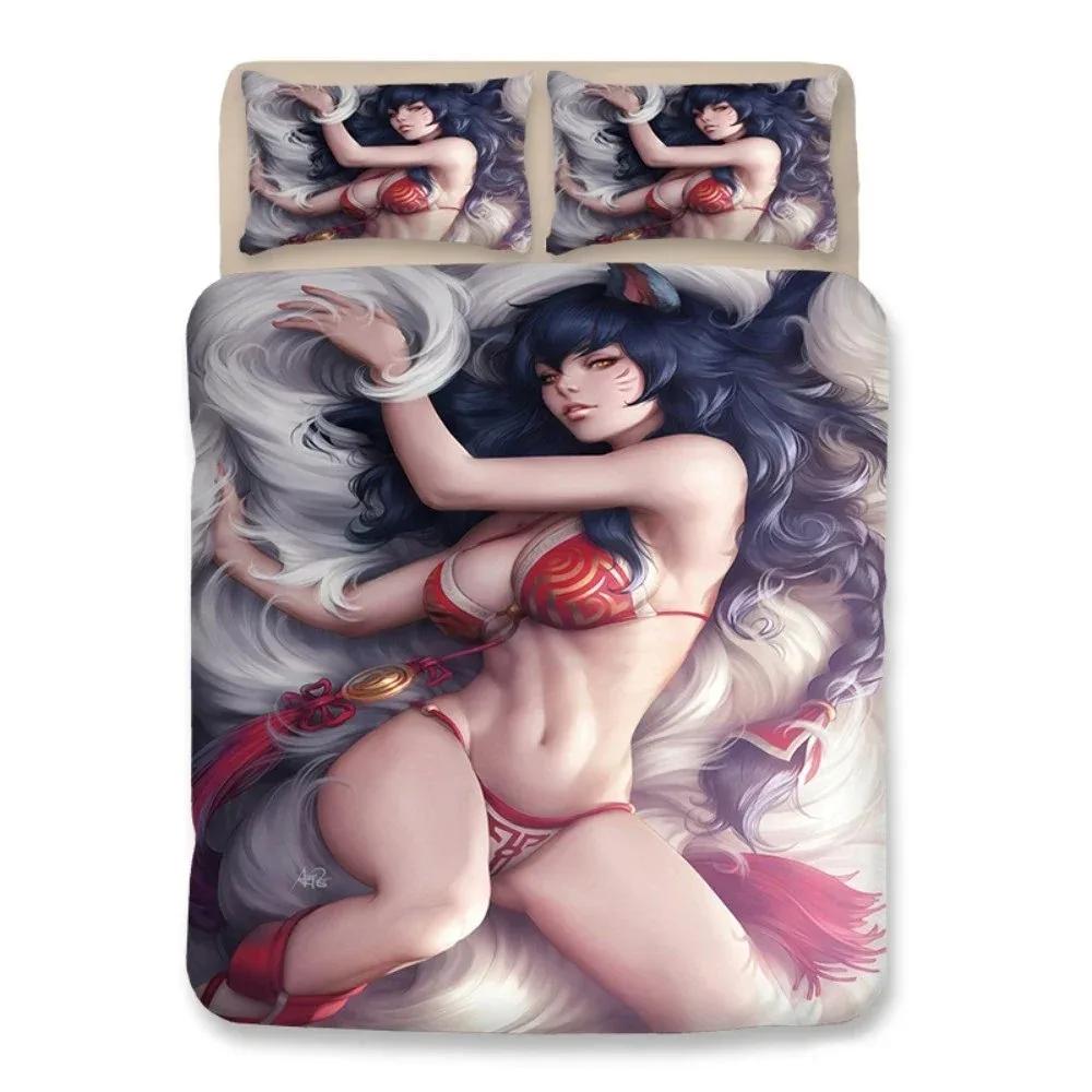 Anime Sexy Lady Ložní souprava Povlak na přikrývku Ložnice Přikrývky Jednolůžko Dvoulůžko Velikost King Přikrývka Domácí textil
