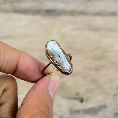 Larimar Rohsteinring Elektrogeformter Kupferring Handgefertigte Verstellbare Ringe Kupferschmuck Echter Edelsteinring Elektrogeformter Schmuck Hochzeitsgeschenk