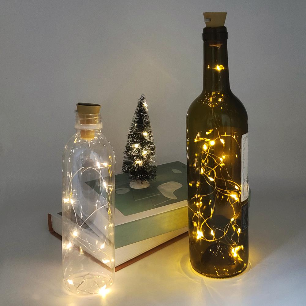Waterproof Solar Cork String Lights - Copper Wire with 10 or 20 LEDs for Christmas & Wine Bottle Decor