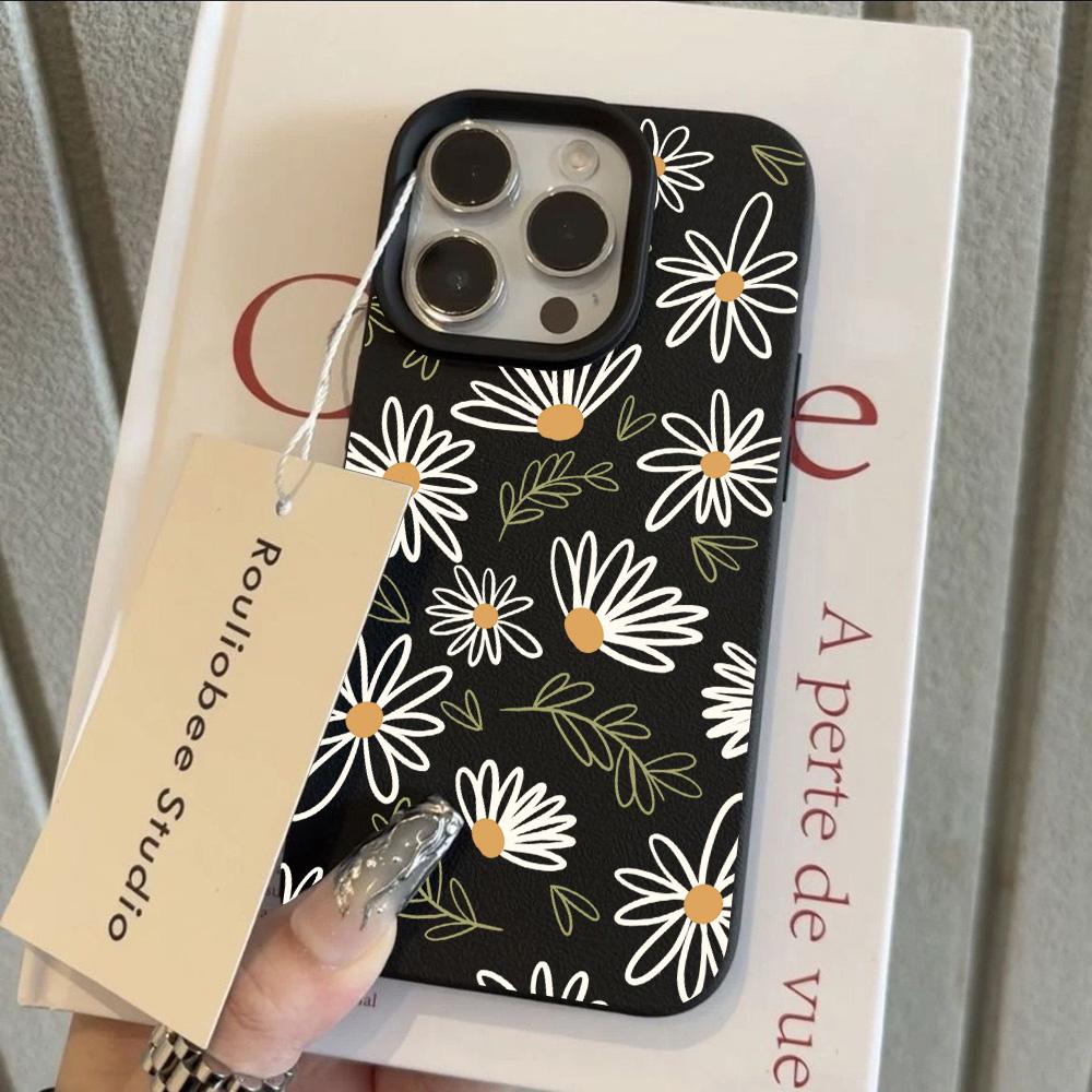 

HTO Cool Flower Daisy Luxury Lichee leather pattern Phone Case For Redmi A5 A3 A1 14C 13 12 12C 10 9 9A 9T 9C 8 K60 Ultra Cover Redmi K60 Ultra