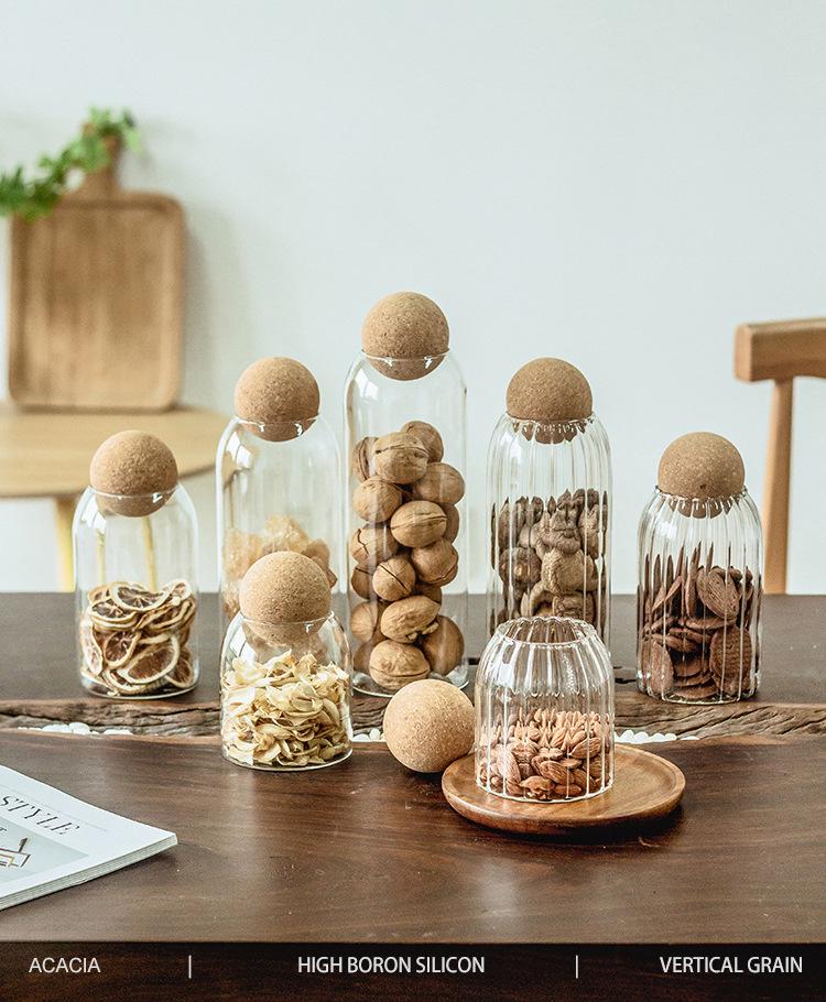 Cork Stopper Glass Jar for Coffee, Dried Fruit, and Grains Storage