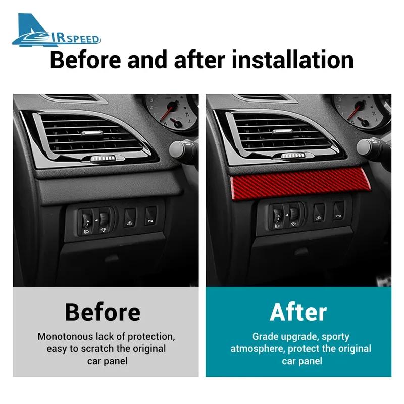 Real Soft Carbon Fiber Sticker For Renault Fluence Megane RS 2009 2010 2011 2012 2013 2014 LHD RHD trument Panel Strip Trim