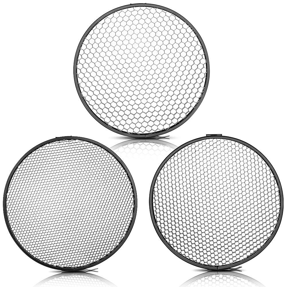Neewer 18cm Standard Reflector Diffuser with Degree Honeycomb Grid Light Reflector Lampshade Dish for Bowens Mount Studio Light Strobe Flash 7"/