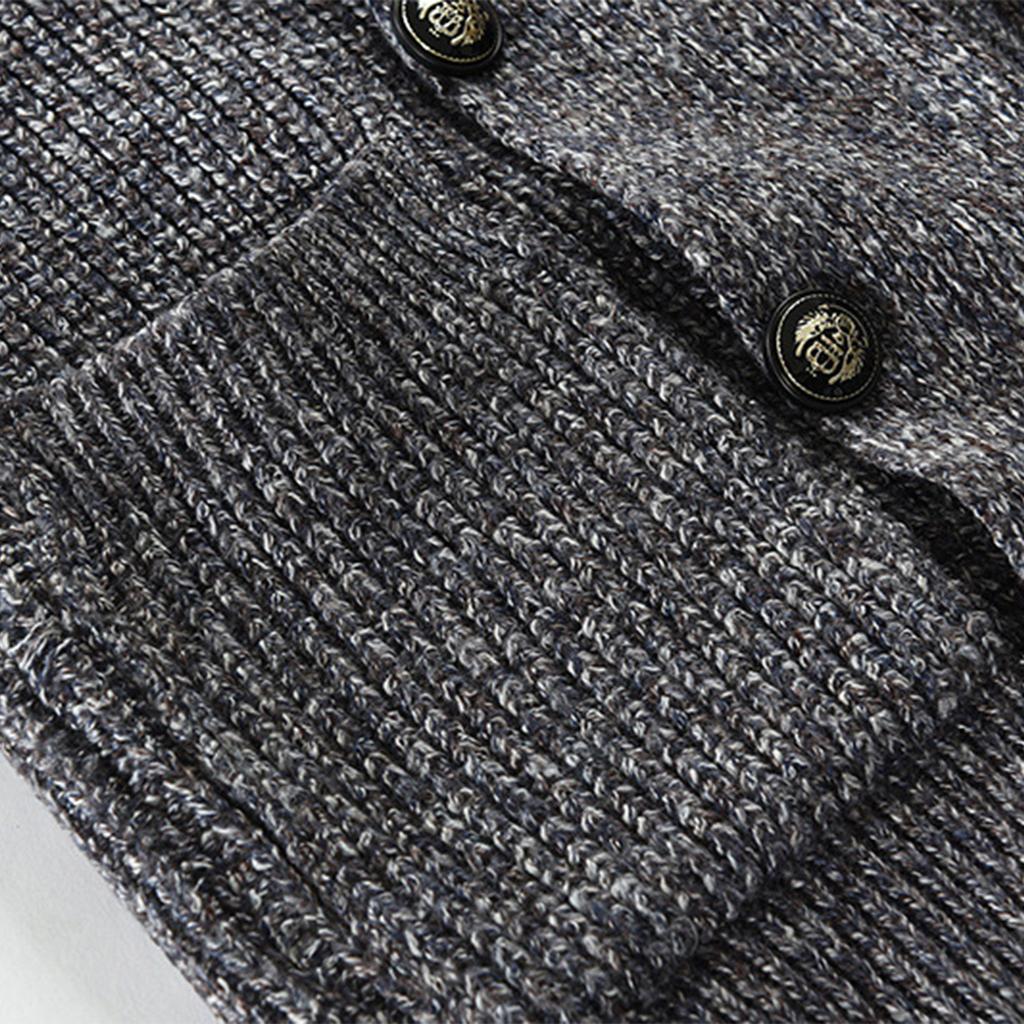 And Winter Men's Fashion Loose Cardigan Warm Lapel Jacket Sweater Knitted Coat