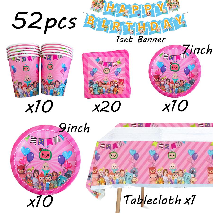 Cocomelon Birthday Party Decoration Tableware Tablecloth Napkins Plates Cups Party Favors Gift Bag Outdoor Wedding Party Decor