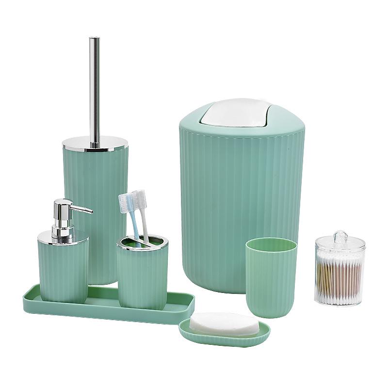 Juego de Baño Nórdico de Ocho Piezas: Portacepillos de dientes, Vaso para enjuague bucal, Kit de aseo, Accesorios para el hogar.