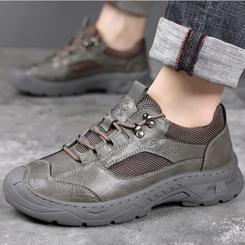 Fashion Spring Autumn Leather Outdoor Climbing Shoes for Men Designer Soft-soled Anti-slip Men's Shoes Fashion Casual Sneakers Male