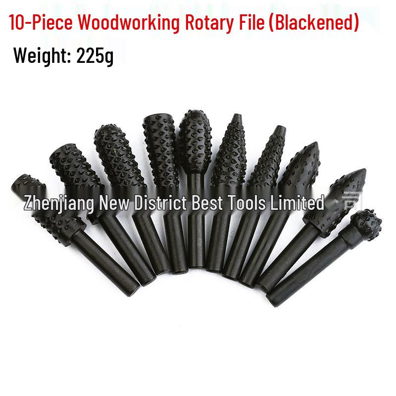 Black Wolf Tooth Rotary File Set for DIY Woodworking & Electric Grinding