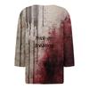 Damesmode Casual Halloween Print V-hals Korte Mouw Decoratieve Knop Driekwart Mouw T-shirt Top