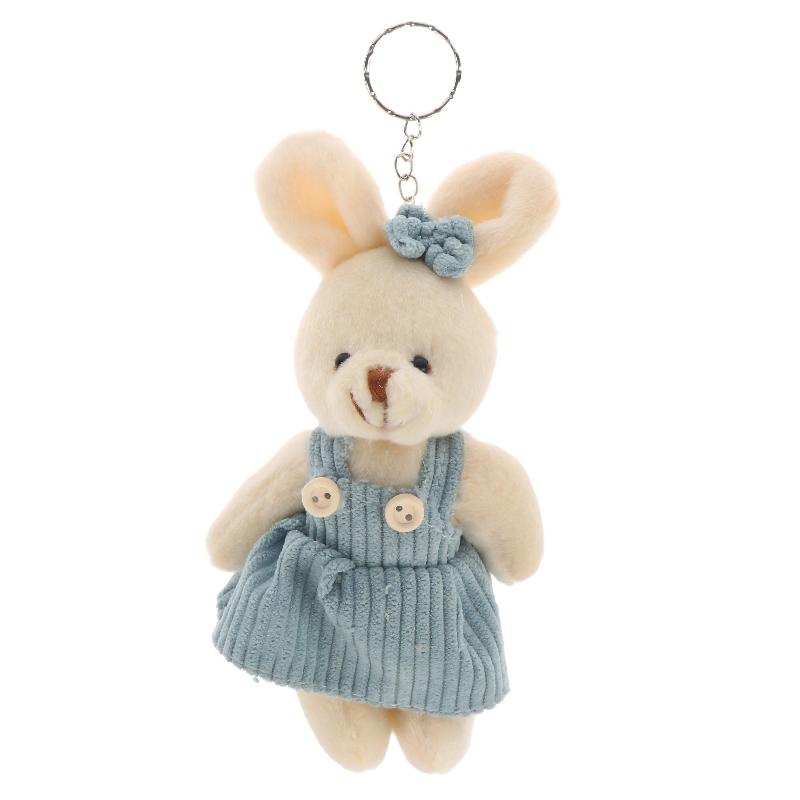 Cute Cartoon Wear Clothes Bear Rabbit Plush Toy Stuffed Doll Pendant Keychain Backpack Hanging Decoration Couple Gifts