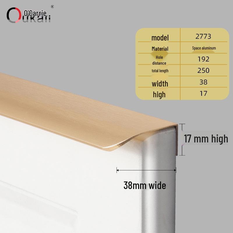 Oukali Curved Invisible Edge Aluminum Cabinet and Wardrobe Handle