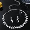 Luxury Bridal Zircon Flower Necklace & Earrings Set - Elegant Wedding Jewelry Accessories 