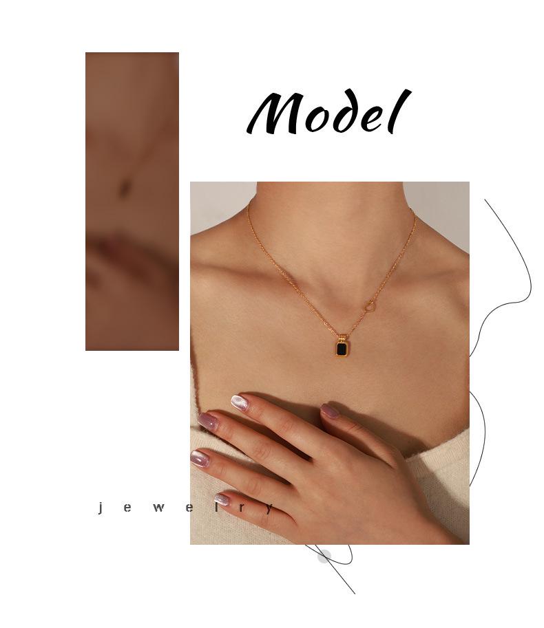 Retro Acrylic Pendant Necklace: Influencer-Style Gold-Plated Titanium Steel Chain for Women