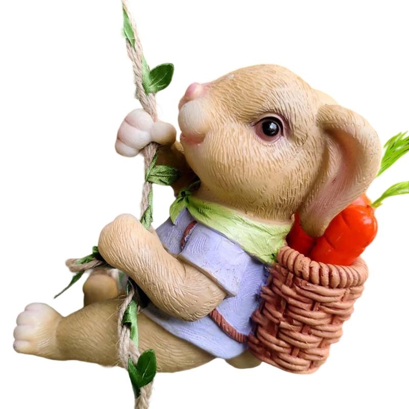 

Climbing Rabbit Resin Sculpture Hand Painted Garden Decoration Outdoor Weatherproof Statue for Indoor Outdoor Display жёлтый