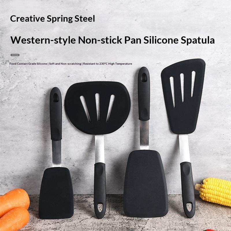 Frying Shovel Leaking Shovel Cooking Utensils Stainless Steel Silicone Kitchenware Fried Fish Steak Spatula Cooking Tool