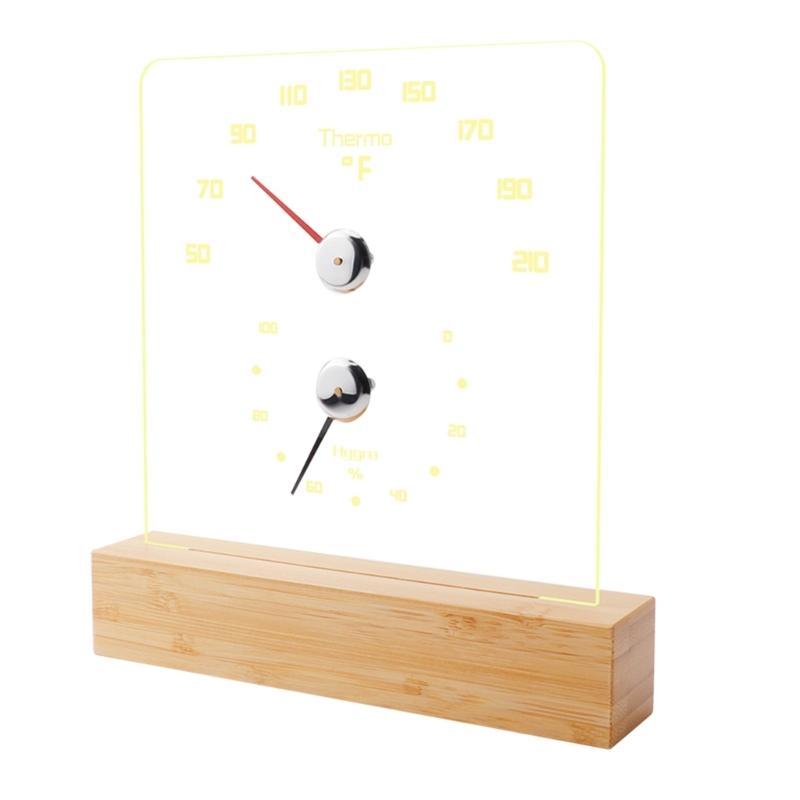 Temperature Humidity Measurement Meter with Light Steam Room Thermometers Hygrometer Gauge for Sauna Room Wall Mounted 1