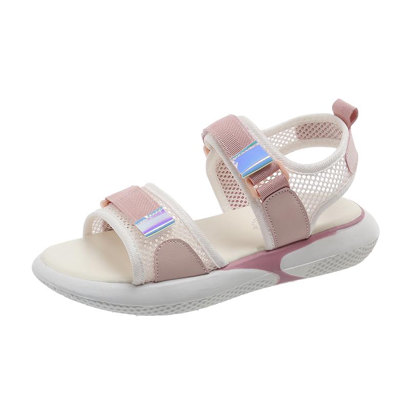 Fashion Women's Fashion Sports Sandals Summer New Round Head Mesh Cloth Breathable Soft Sole Anti-slip Wear-resistant Flat Shoes