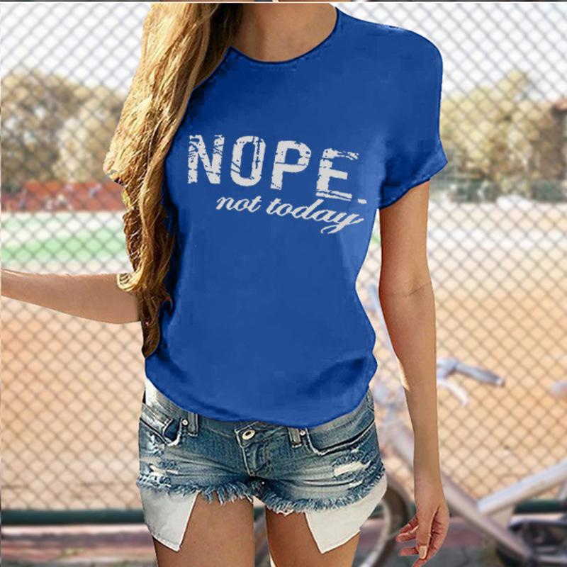 Ikke i dag Nei Dame T-skjorte Kort Ermet Rund Hals Casual Løse Overdeler Dame