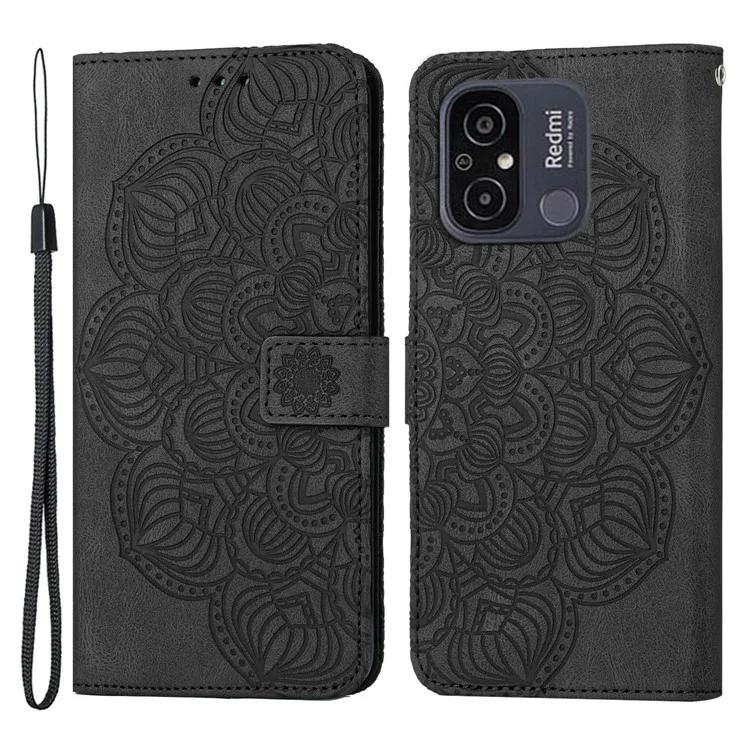 

Shockproof Leather Phone Case For Xiaomi Redmi 12C 4G , Imprinting Mandala Flower Phone Cover Stand Wallet