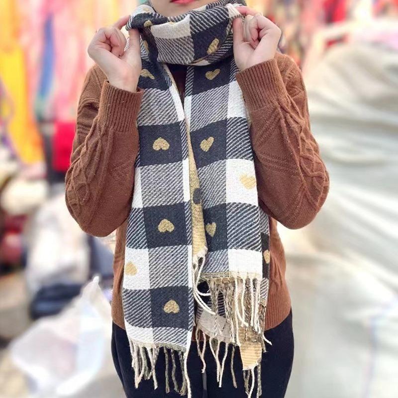 Premium shawl autumn and winter new Maillard imitation cashmere plaid scarf women's thickened warm versatile scarf
