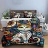 Decorative cat and flowers. Bedding sets Duvet cover sets Duvet covers Pillowcases(1 * Duvet Cover 2 * Pillowcases without duvet insert)