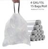 4-Gallon Thickened Drawstring Trash Bags, Portable for Home Kitchen/Dorm, Strong Household Garbage Bags RQSL-WM-0063-51