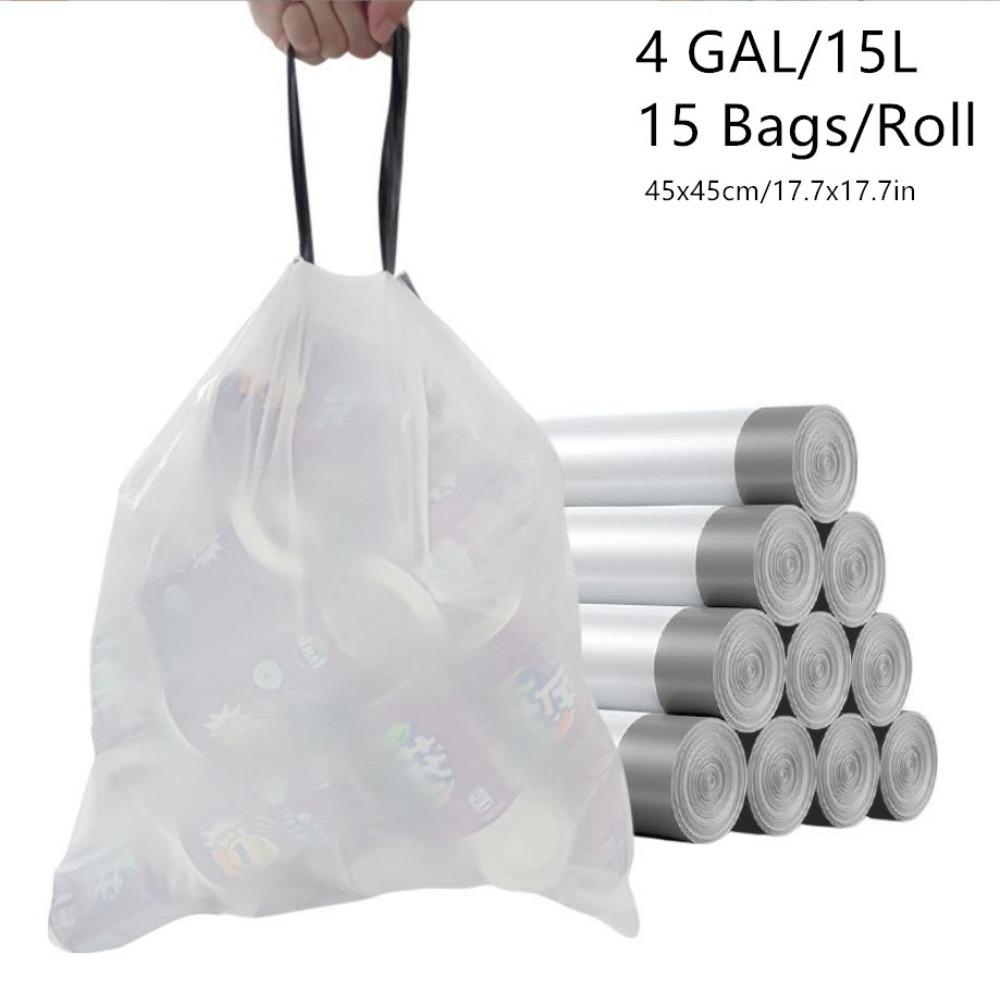 4-Gallon Thickened Drawstring Trash Bags, Portable for Home Kitchen/Dorm, Strong Household Garbage Bags RQSL-WM-0063-51