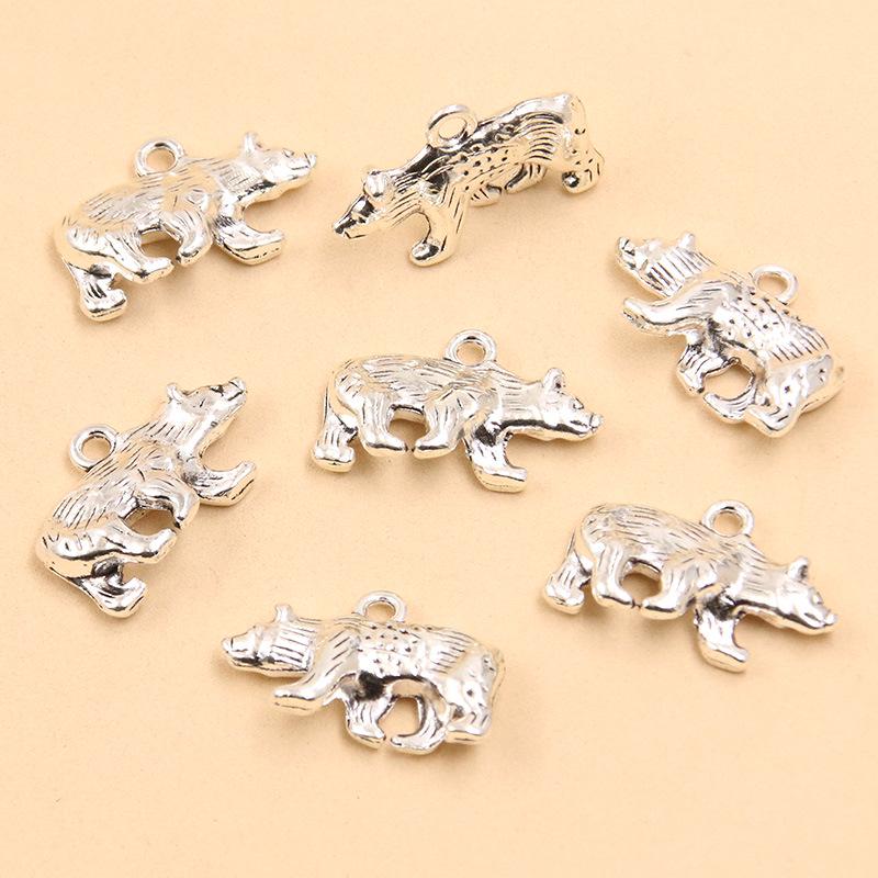 15x24mm DIY 3D Two-Tone Little Bear Pendant Charm for Personalized Jewelry 1 piece древний серебристый