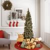 6.5 Ft Pre Decorated Pencil Christmas Tree Pre Lit Holiday Tree with Clear Lights Collapsible for Easy Storage