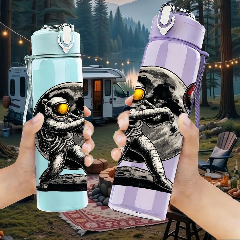 1PC Robot Baseball Character 750ml Color Plastic Sports Water Bottle Leakproof Flip Straw Lid Suitable for Sports Office Home Use