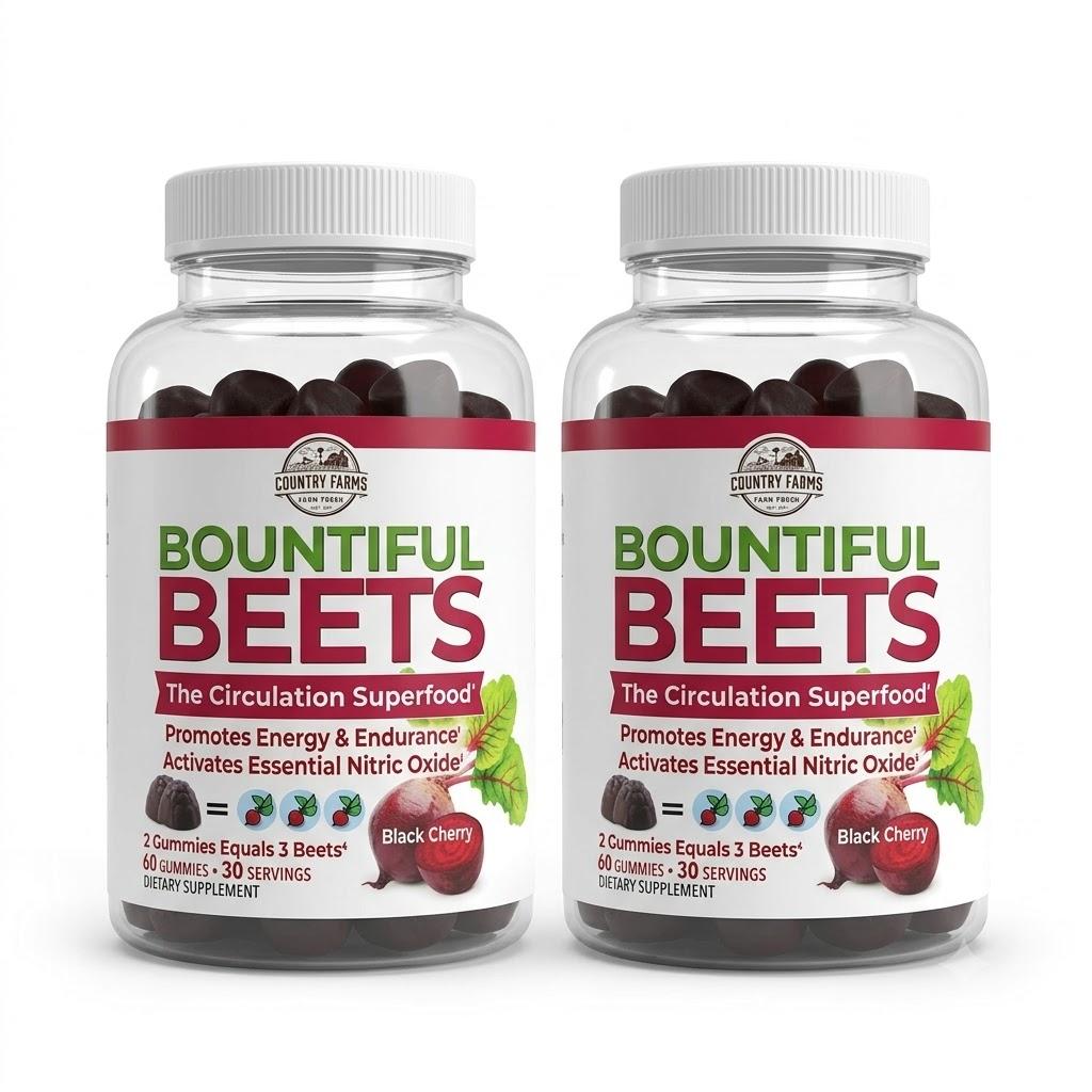 [Country Farms] Reichhaltige Rote Bete Gummis Schwarzkirschgeschmack (60 Gummibärchen)
