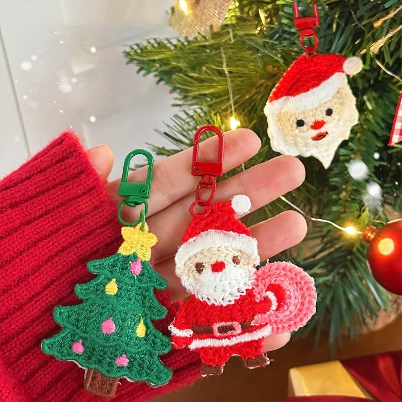 Festives Plush Decorations Chirstmas Tree Shape Hanging Weaving Pendants for Christmas Tree Keychain Backpack