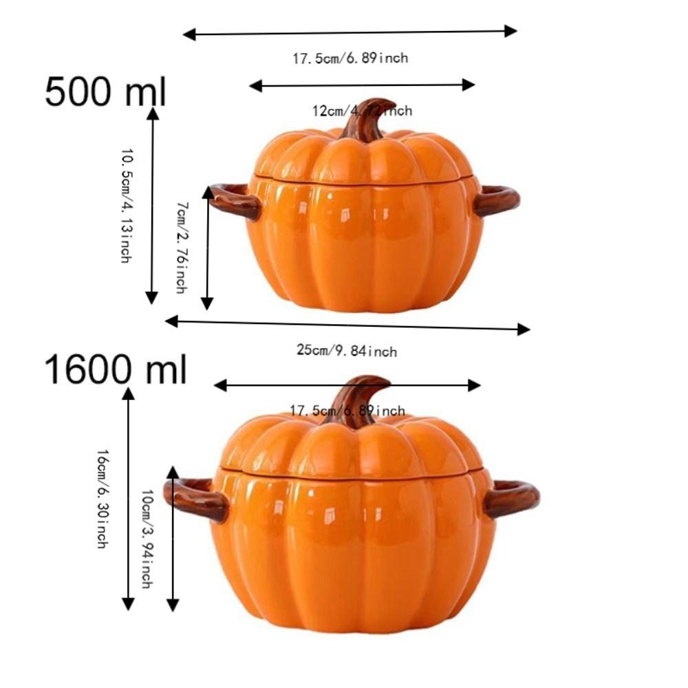 With Lid Halloween Pumpkin Bowl Ceramic Dessert Bowl Creative Pumpkin Casserole  Noodle