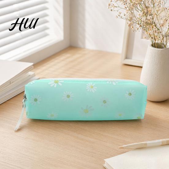 Durable Waterproof Pen Case Flower Pencil Case, Large Capacity PVC Pouch, Stationery Bag for Students, School Supplies Organizer Spill-proof Holder