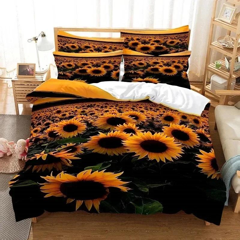 

Flower Duvet Cover Sets Queen King Size Blooming Golden Flower Twin Bedding Set For Girls Women Vibrant Floral Theme Quilt Cover 70x133cm 2pcs