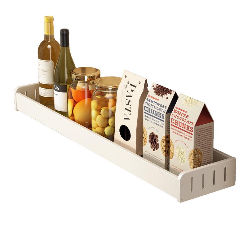 White Wall-Mounted Kitchen Rack: No-Drill Seasoning, Knife, and Chopsticks Organizer