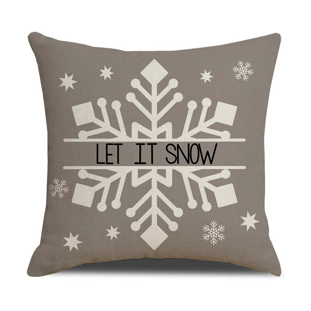 New Christmas Set Linen Pillow Cartoon Snowman Print Cushion Indoor Festive Decoration Sofa Pillow