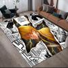 Zenitsu Agatsuma Flannel Pattern Square Carpet,Area Rug,Carpet Rug for Living Room Bedroom Sofa Playroom Decor,Non-slip Floor Mat