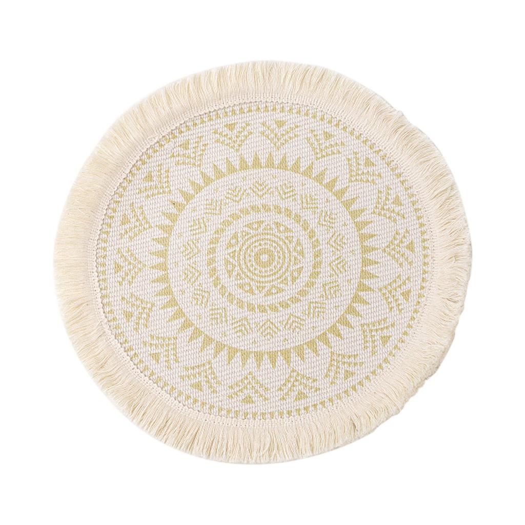Bohemian Style Woven Light Luxury Meal Pad Fabric Tassel Heat Insulation Pad Non-Slip Tableware Heat Resistant Pad Table Mat