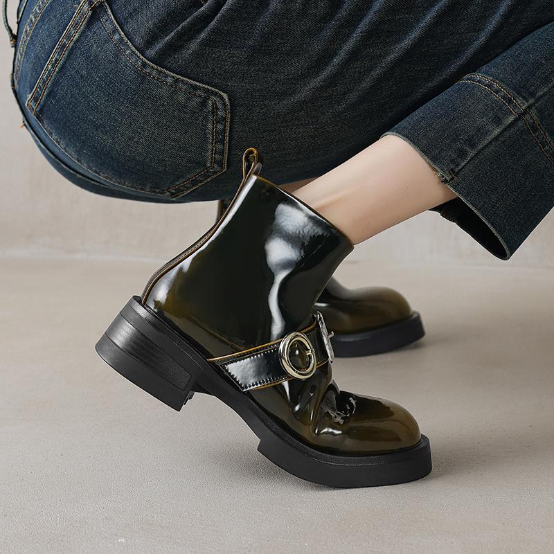 Fashion AIYUQI Women's Ankle Boots Vintage 2025 New Thick Heel Cowboy Boots For Women Large Size Round Toe Female Biker Boots