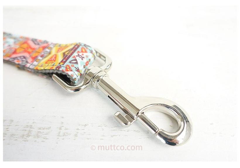 Ethnic Style Colorful Pattern Gray Dog Leash for Large Pets